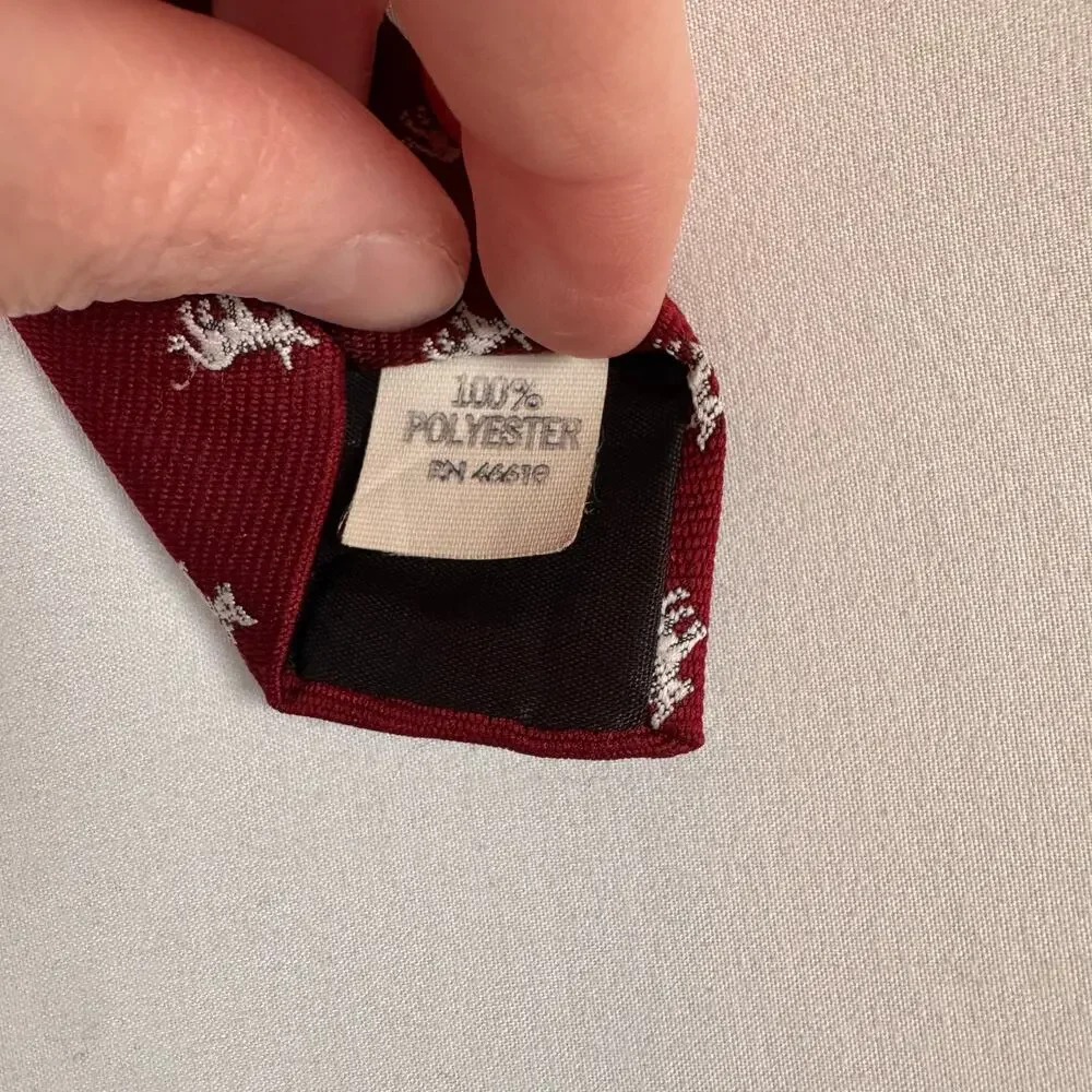 Ram Tie Makers Men’s Necktie Red Donkey Motif Embroidered Novelty Tie Preppy EUC